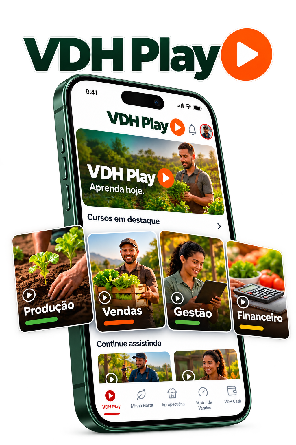 Mockup do VDH Play em smartphone